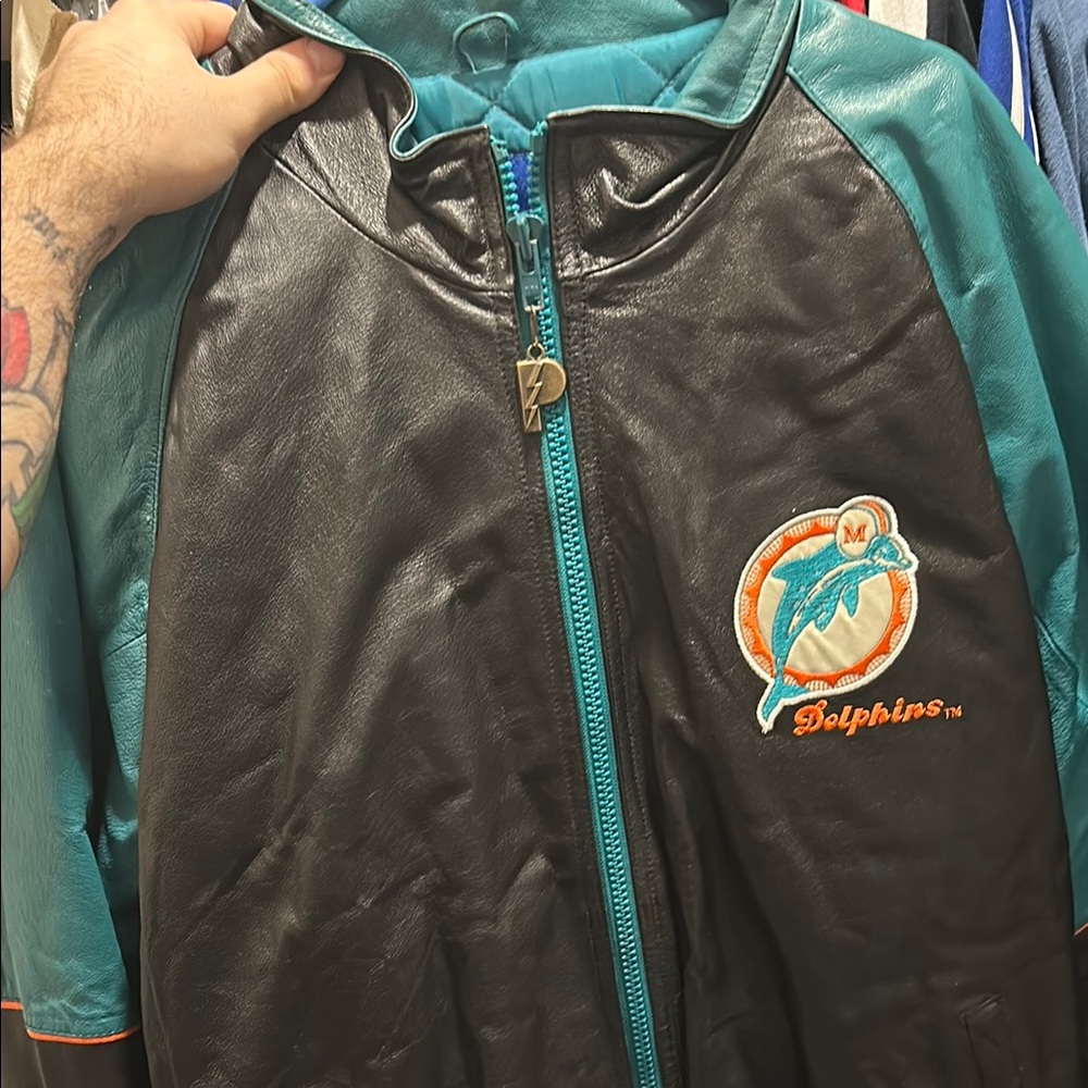 NFL Black and Green Bomber Jacket with Logo